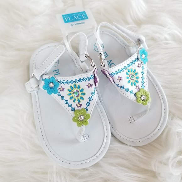 The Children's Place Other - Childrens Place NEW Baby White Bohemian Sandals Flip Flops 6-12m Baby Gift Trips
